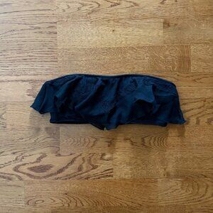 Victoria's Secret PINK Bikini Top Swim Flutter Floral Black Tiered XS Bandeau